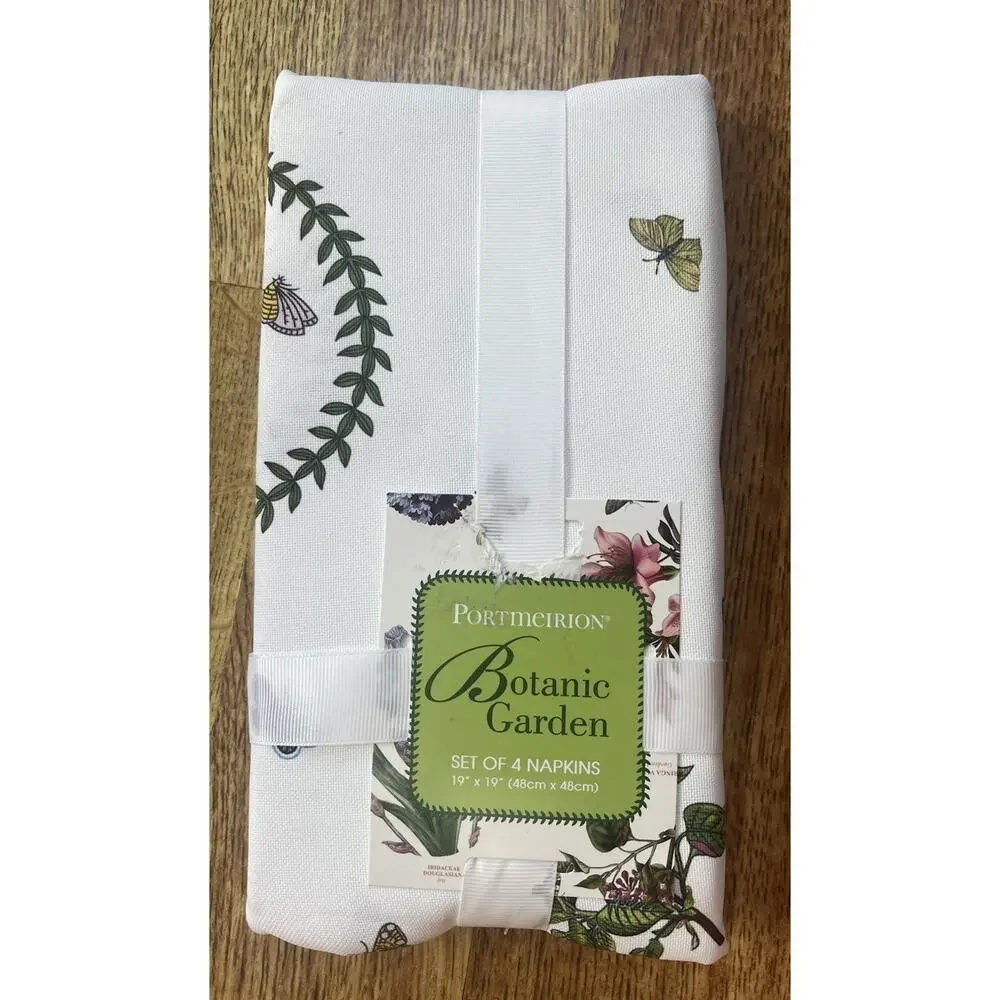 PORTMEIRION BOTANIC GARDEN Set of 4 Napkins Butterflies Flowers 19